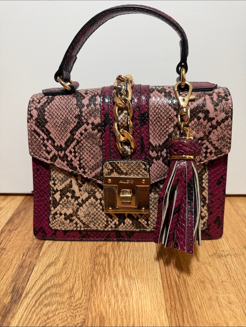 Aldo Glendaa Faux Snakeskin Top-Handle Satchel